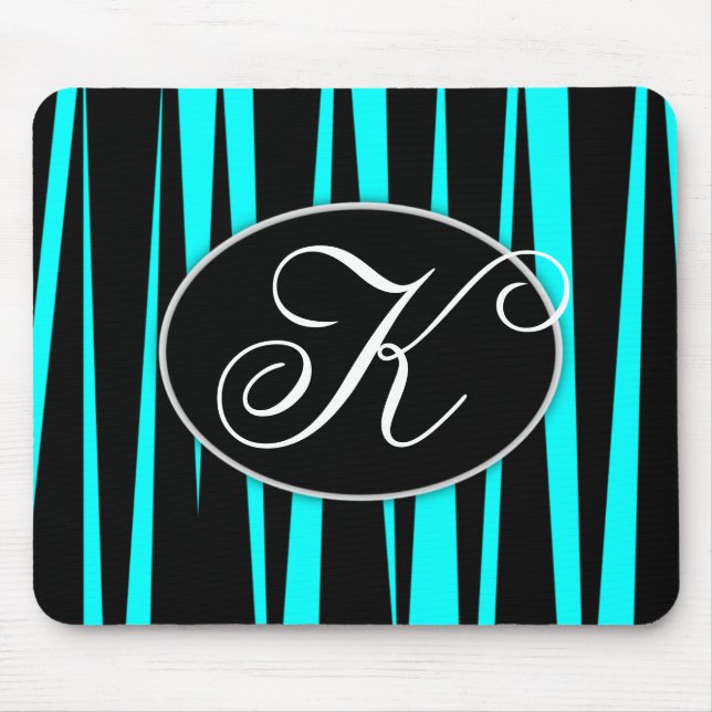Monogrammed mus mattor för Aquablåttzebra ränder Musmatta (Framsidan)