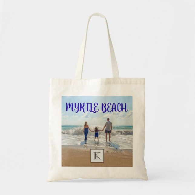 Monogrammed Myrtle Beach Souvenir Sand Surfa Famil Tygkasse (Framsidan)
