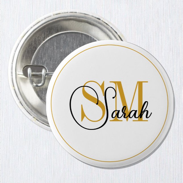 Monogrammed Namn & Elegant Namnteckning Knapp (Skapare uppladdad)