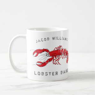Monogrammed namn för kust- röd hummer kaffemugg