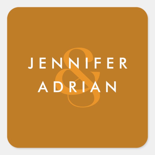 Monogrammed,namn. Fyrkantigt Klistermärke (Framsida)