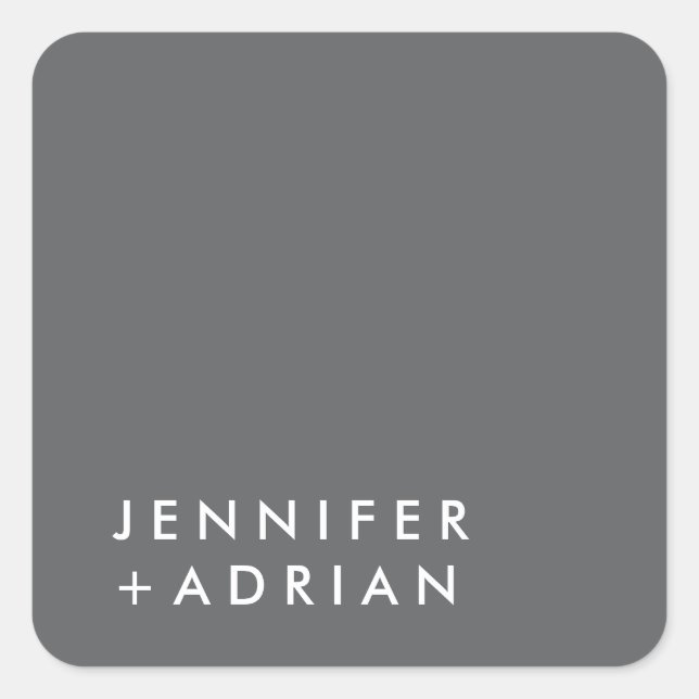 Monogrammed,namn. Fyrkantigt Klistermärke (Framsida)