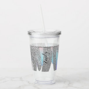 Monogrammed Namn i Glitter, färglöst Faux-påfyllni Take Away Mugg