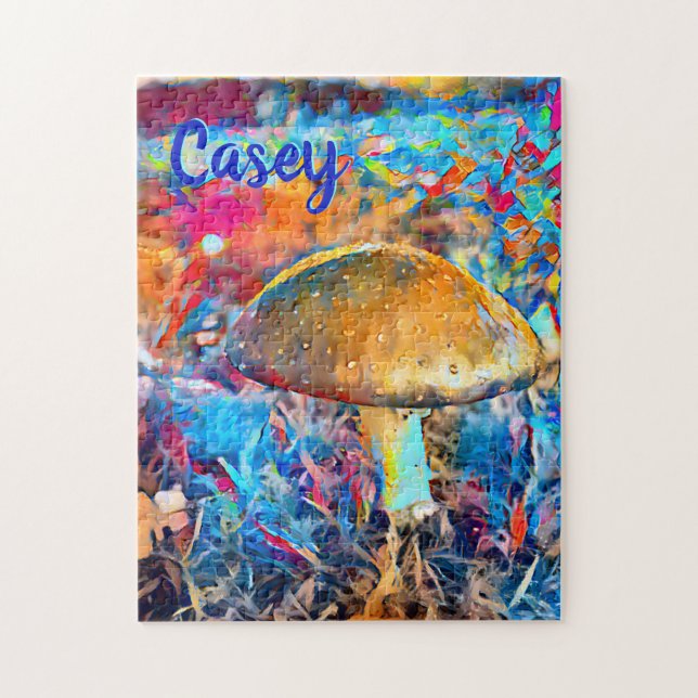 Monogrammed Namn Mushroom Fungi | Svåra utmaningar Pussel (Vertikal)