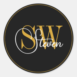 Monogrammed Namn och modern Namnteckning Runt Klistermärke