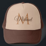 Monogrammed Namn Tan och Brown Unisex Baseball Cap Keps<br><div class="desc">Monogrammed Namn Tan och Brown Unisex Baseball Cap-mall för Trendig av Unisex-Elegant  Truckerkeps.</div>