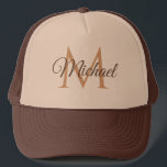 Monogrammed Namn Tan och Brown Unisex Baseball Cap Keps<br><div class="desc">Monogrammed Namn Tan och Brown Unisex Baseball Cap-mall för Trendig av Unisex-Elegant  Truckerkeps.</div>