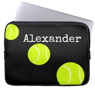 Monogrammed Namn Tennis Boll Black Laptop sleeve
