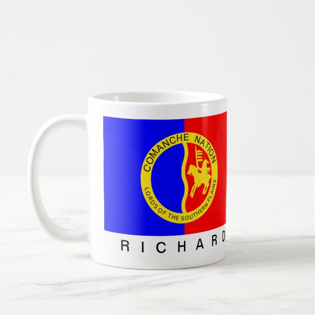 Monogrammed Native American Comanche Nation Flag Kaffemugg (Vänster)