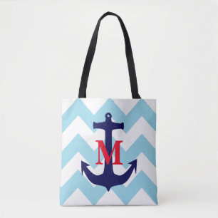 Monogrammed nautisk toto tygkasse