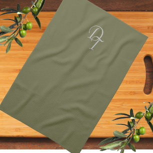 Monogrammed - Olive Kökshandduk