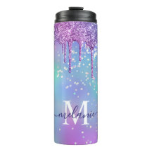 Monogrammed Ombre Rainbow Glitter drop