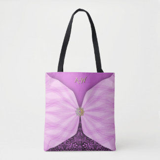 Monogrammed Orchid Pink Jewel Textile Illusion Tot Tygkasse