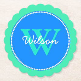 Monogrammed pappersunderlägg för blått och för underlägg papper