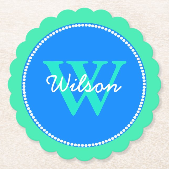 Monogrammed pappersunderlägg för blått och för underlägg papper (Framsida)