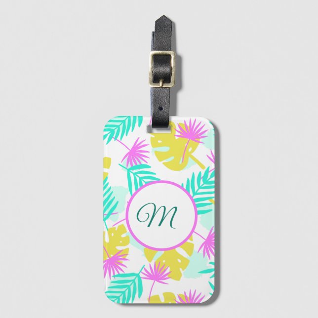 Monogrammed Pastel Paradise Bagagebricka (Framsida vertikal)