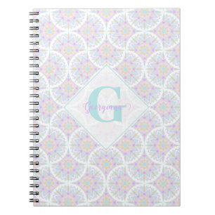 Monogrammed Pastel Rainbow Sundae Mandala Art Deco Anteckningsbok
