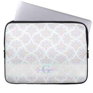 Monogrammed Pastel Rainbow Sundae Mandala Art Deco Laptop Fodral