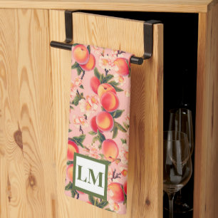 Monogrammed Peachy Watercolor Bliss, Perfekt Théed Kökshandduk