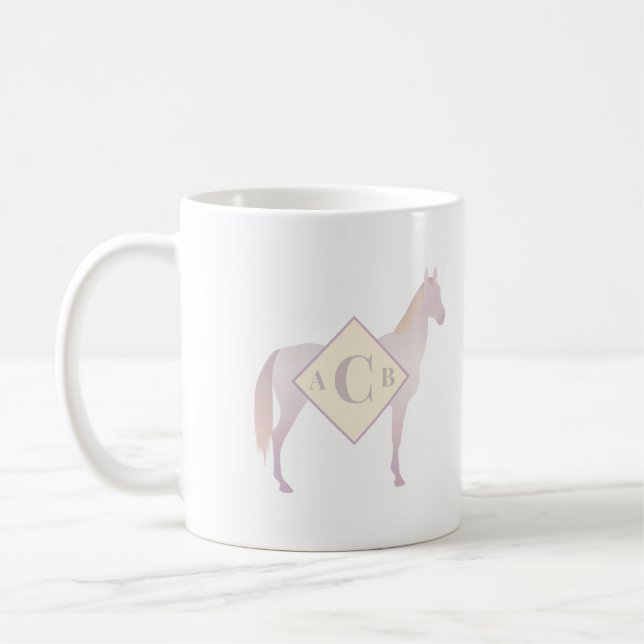 Monogrammed Perlino Akhal Teke Horse Silhouette Kaffemugg (Vänster)