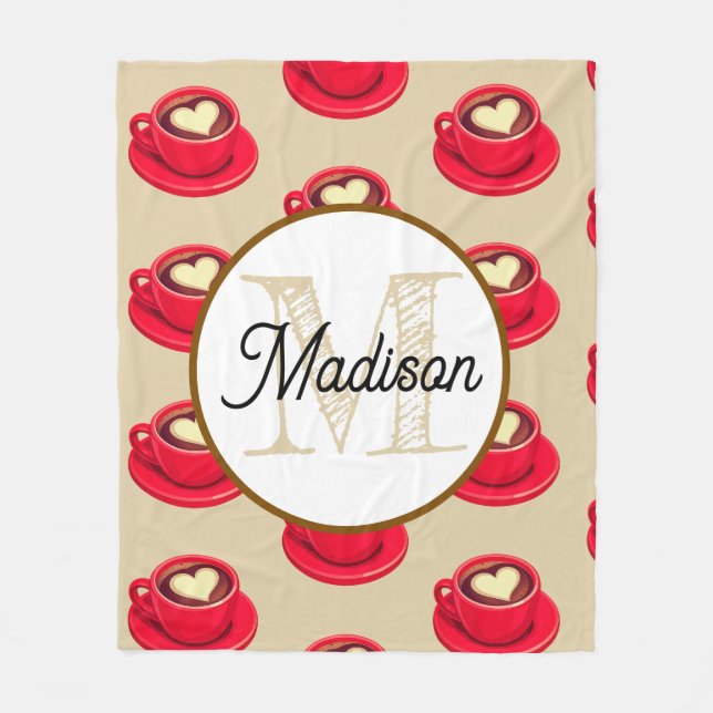 Monogrammed personalize fleece blanket coffee (Framsidan)