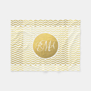 Monogrammed personlig för guld- och vitsparre fleecefilt