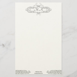 Monogrammed personliginitialer för kvinnlig brevpapper