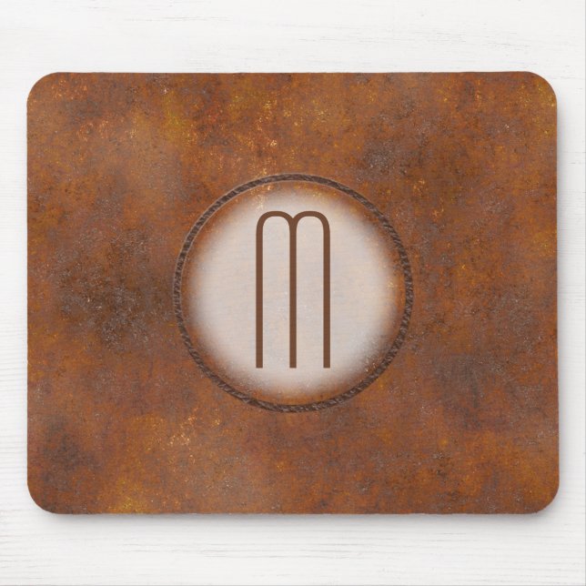 Monogrammed Photorealistic rostad metall Musmatta (Framsidan)