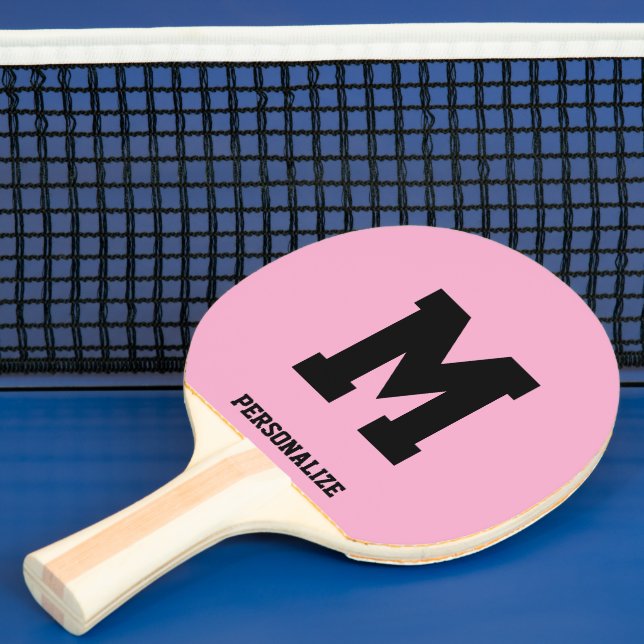 Monogrammed pink ping pong table tennis paddle pingisracket (Insitu)
