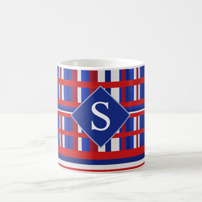 Monogrammed Play Patriot Red White och Blue Kaffemugg (Center)