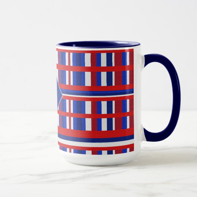 Monogrammed Play Patriot Red White och Blue Mugg (Höger)