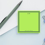 Monogrammed PostIT-anteckningar för marin och nyar Post-it Block<br><div class="desc">Monogrammed post-it-anteckningar i nyare grönt med marinblå ram. Lägg till initialer och namn.</div>
