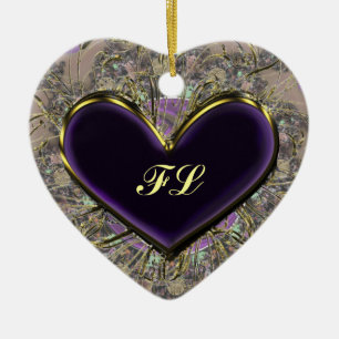 Monogrammed prydnad för elegant purpurfärgad julgransprydnad keramik