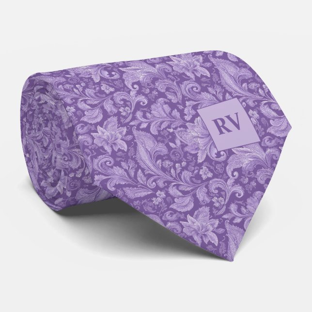 Monogrammed Purple Baroque Leaf Scroll Pattern Slips (Rullad)