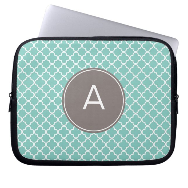 Monogrammed Quatrefoil mönster Laptop Fodral (Framsidan)