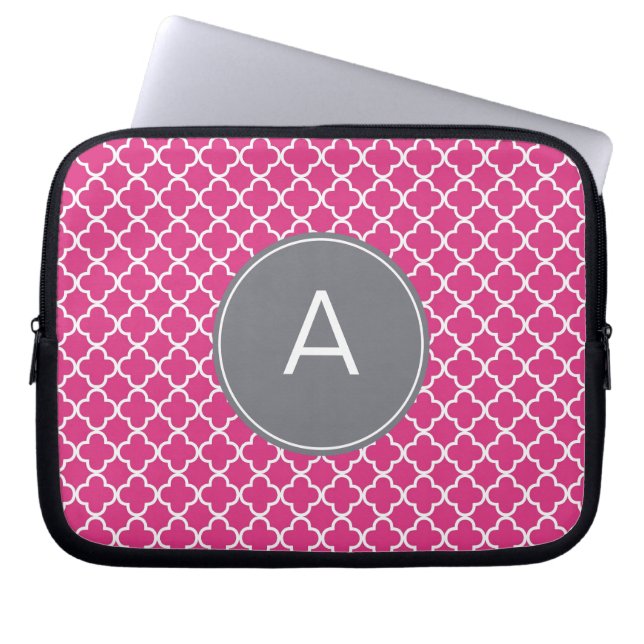 Monogrammed Quatrefoil mönster Laptop Sleeve (Framsidan)