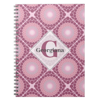Monogrammed Radiant Dusky Ro Dot Mandala Tiled Anteckningsbok