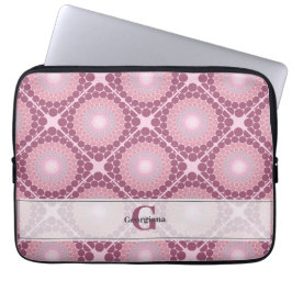 Monogrammed Radiant Dusky Ro Dot Mandala Tiled Laptop Fodral