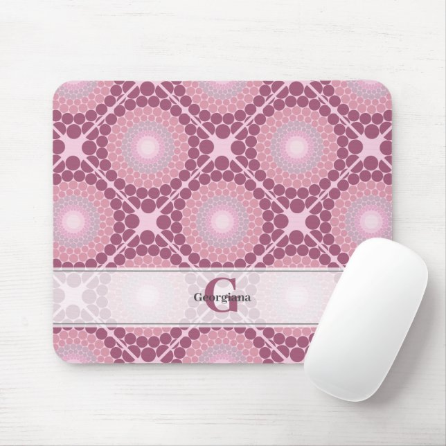 Monogrammed Radiant Dusky Ro Dot Mandala Tiled Musmatta (Med mus)