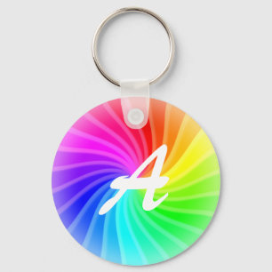 Monogrammed Rainbow Twirl Nyckelring