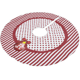 Monogrammed Red and White Julgran Skirt Julgransmatta Borstad Polyester