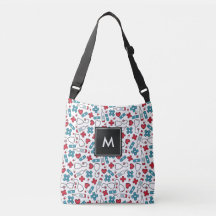 Monogrammed Red Blue Medical Mönster Nurse