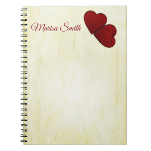 Monogrammed Red Hearts Anteckningsbok