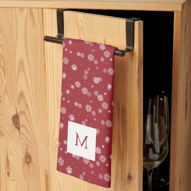 Monogrammed Red Kitchen Towels Kökshandduk (Thirds Fold)