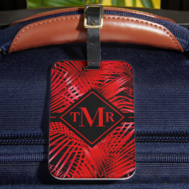 Monogrammed Red Tropical Handflatan Bagagebricka