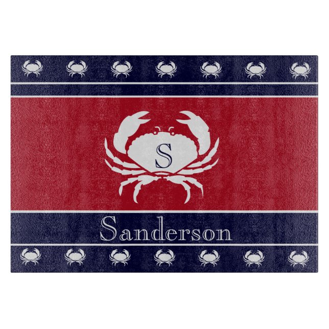 Monogrammed Red White Black Crab Kitchen Matta (Framsidan)