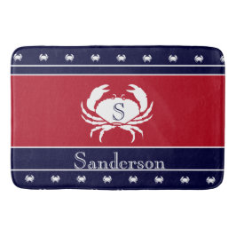 Monogrammed Red White Black Crab Kitchen Matta