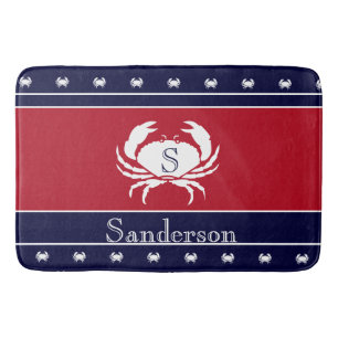 Monogrammed Red White Black Crab Kitchen Matta