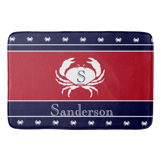 Monogrammed Red White Black Crab Kitchen Matta (Framsidan)