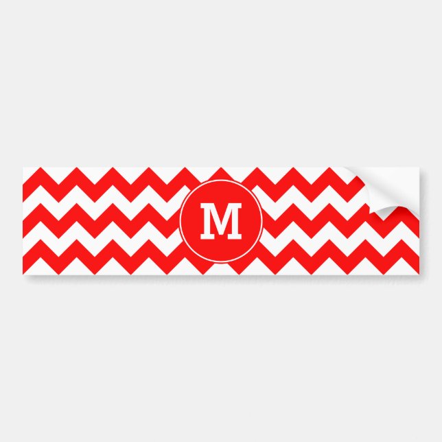 Monogrammed Red Zigzag Mönster Bildekal (Framsidan)
